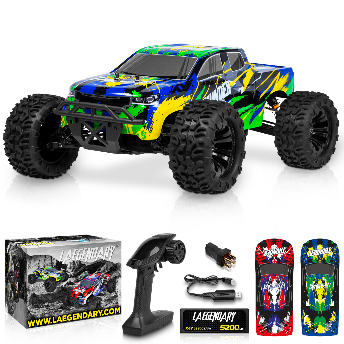 THUNDER 1:10 Scale RC Car 40+ MPH Brushless