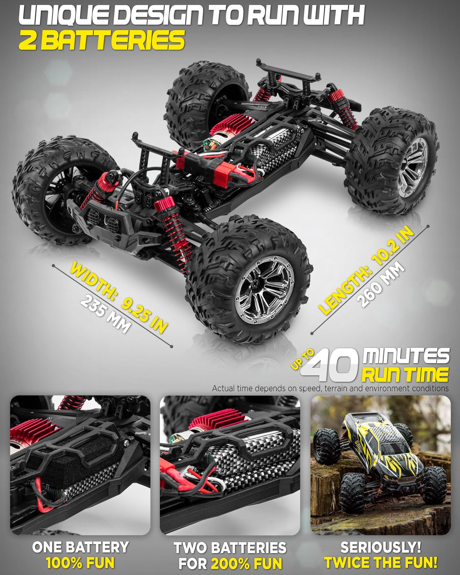 LAEGENDARY 1:16 Scale 4x4 Off-Road RC Truck - Hobby Grade Brushed Motor RC  Car with 2 Batteries, Waterproof Fast Remote Control Car for Adults
